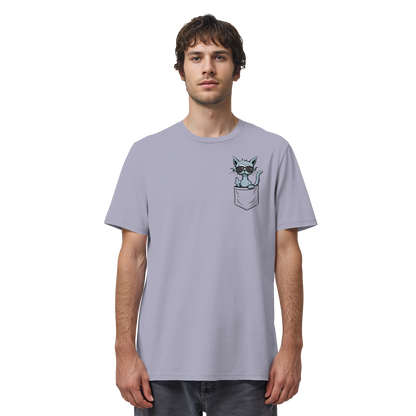 "Fuck Off" Mittelfinger Katze in der Tasche - Organic Shirt