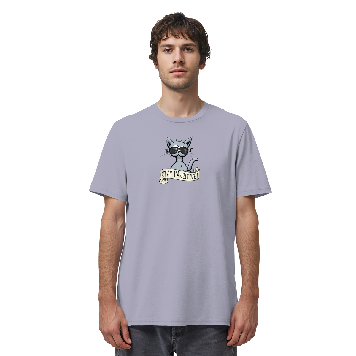 Stay Pawsitive Bleib lässig Hipster Katze - Organic Shirt