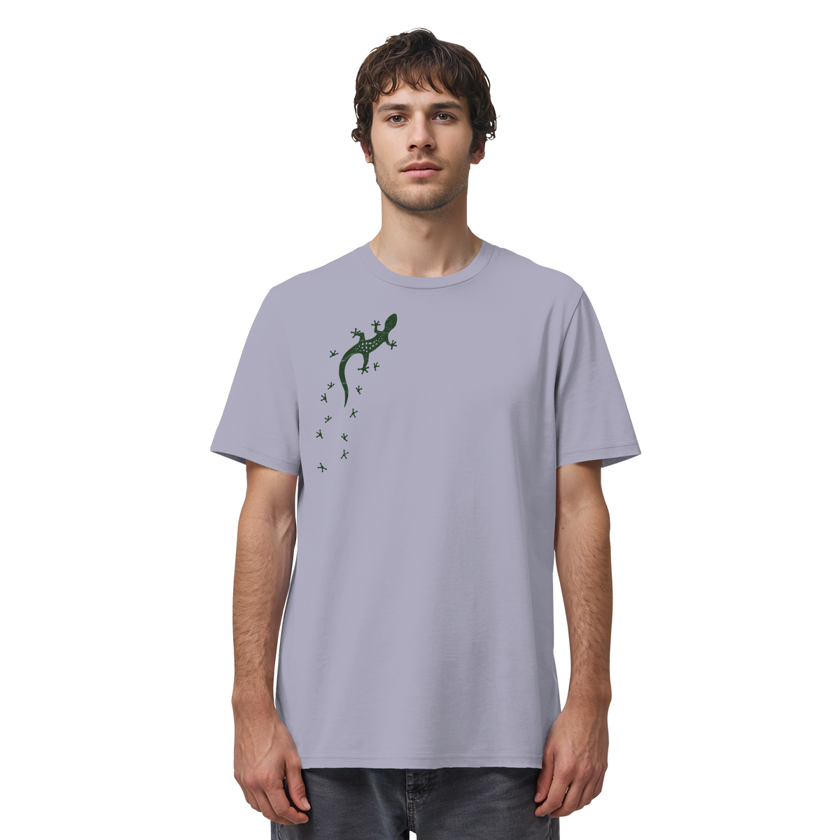 Gecko Eidechse Silhouette dunkel - Organic Shirt