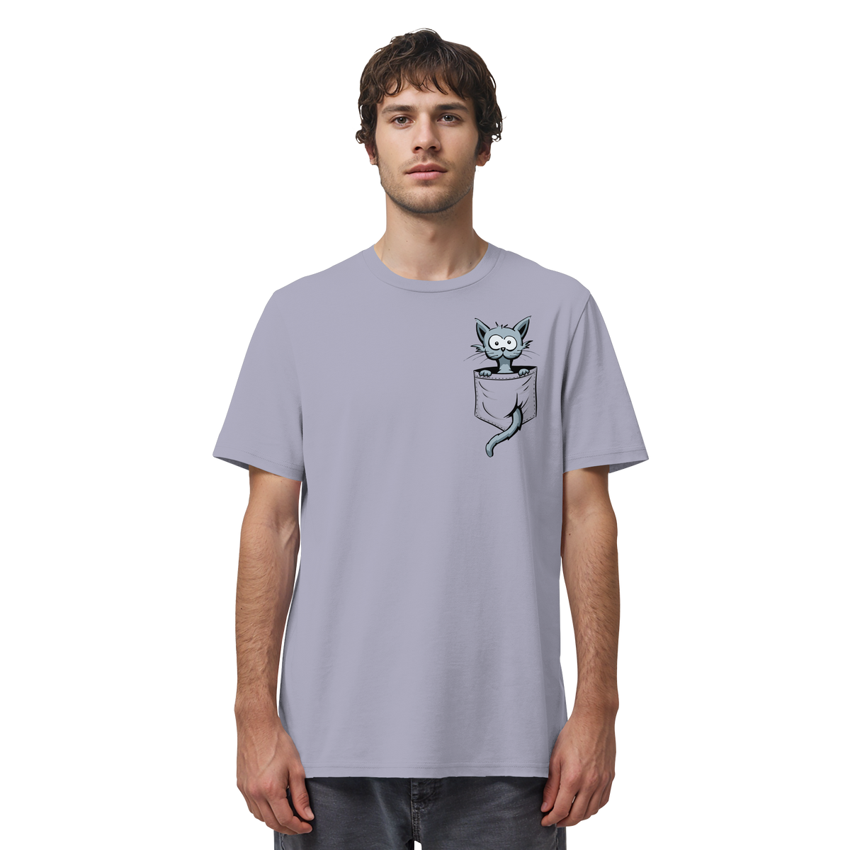 Verrückte Katze in Deiner Brust-Tasche - Organic Shirt