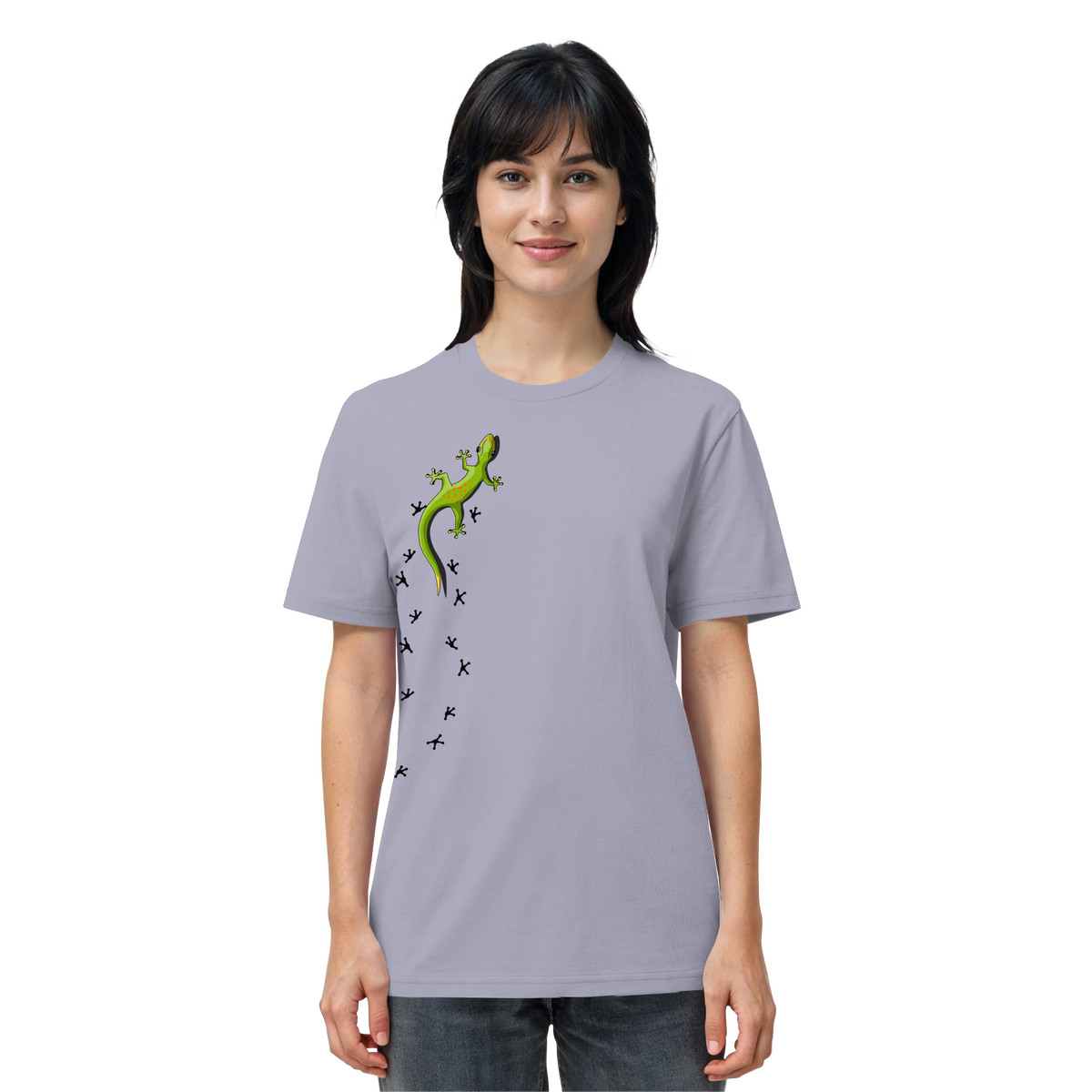 Kletternder Gecko mit Spuren - Organic Shirt