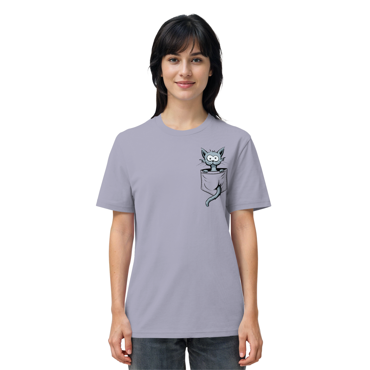 Verrückte Katze in Deiner Brust-Tasche - Organic Shirt