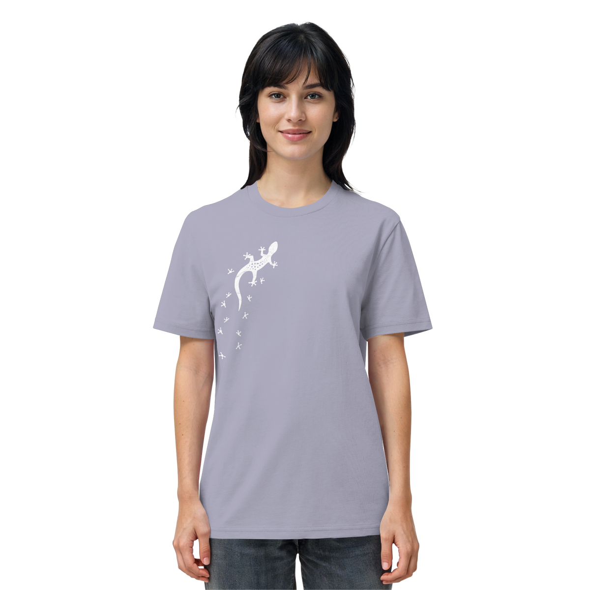 Gecko Eidechse Silhouette hell - Organic Shirt