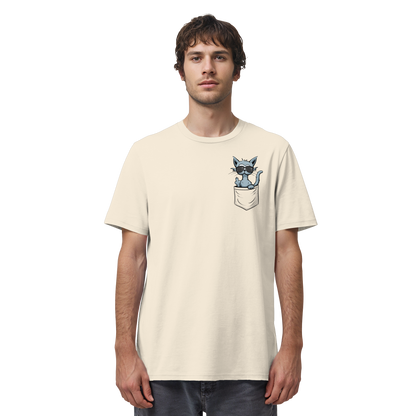 "Fuck Off" Mittelfinger Katze in der Tasche - Organic Shirt
