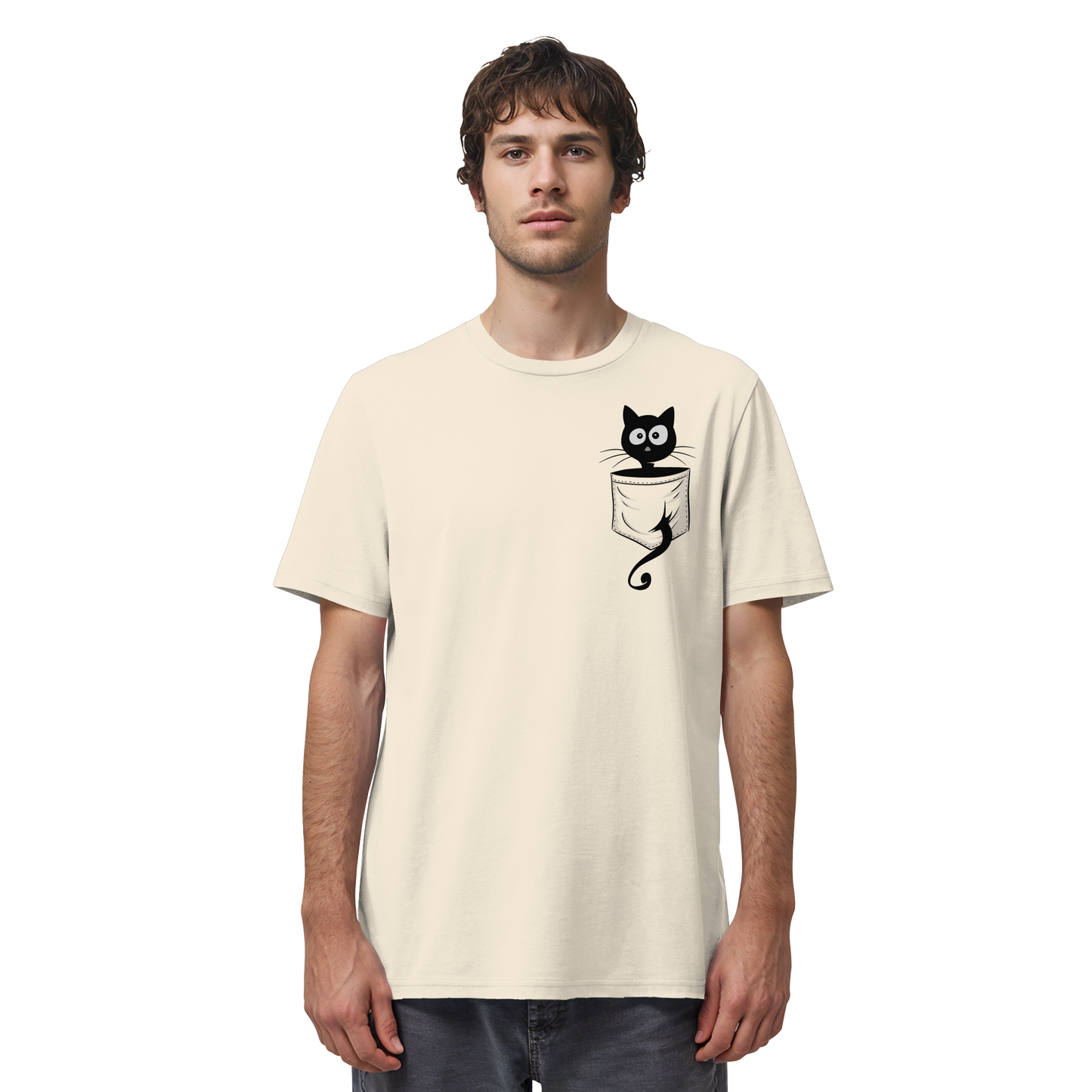Schwarze Katze in der Tasche - Organic Shirt