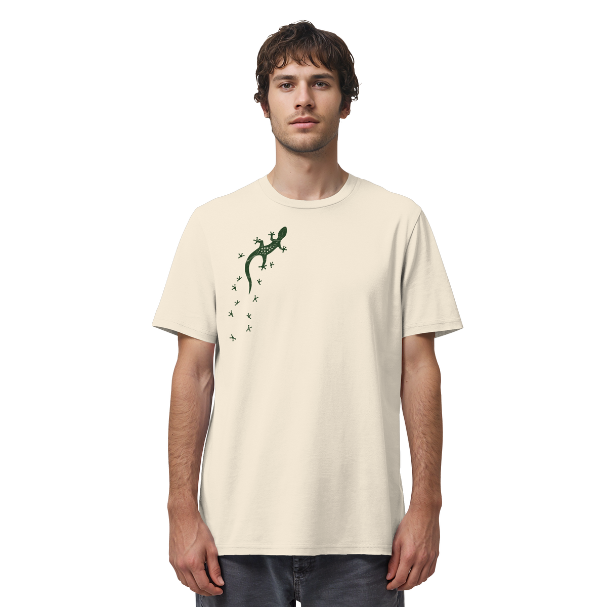 Gecko Eidechse Silhouette dunkel - Organic Shirt