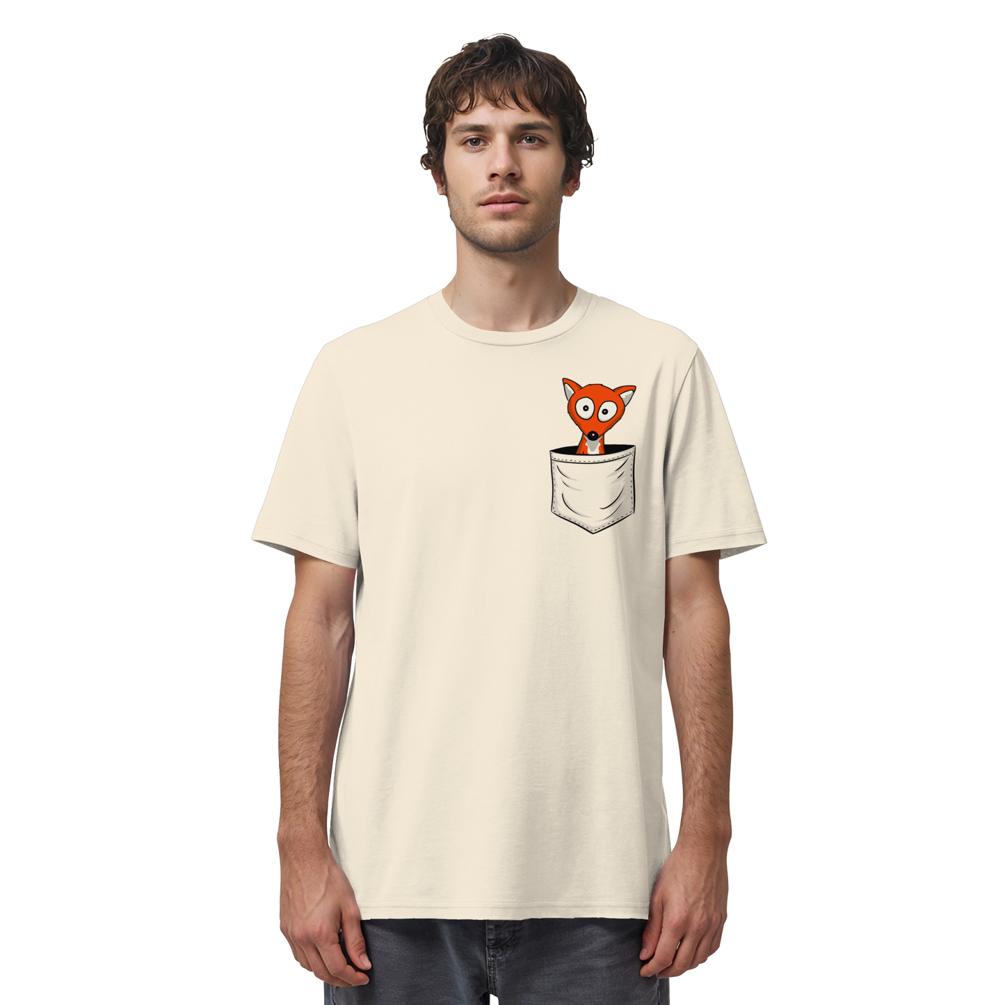 Fuchs in der Brusttasche | Taschen-Fuchs - Organic Shirt