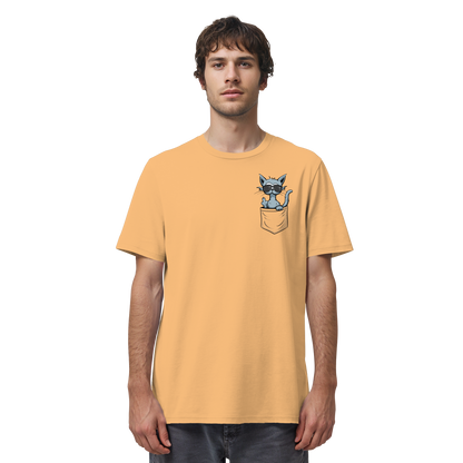 "Fuck Off" Mittelfinger Katze in der Tasche - Organic Shirt