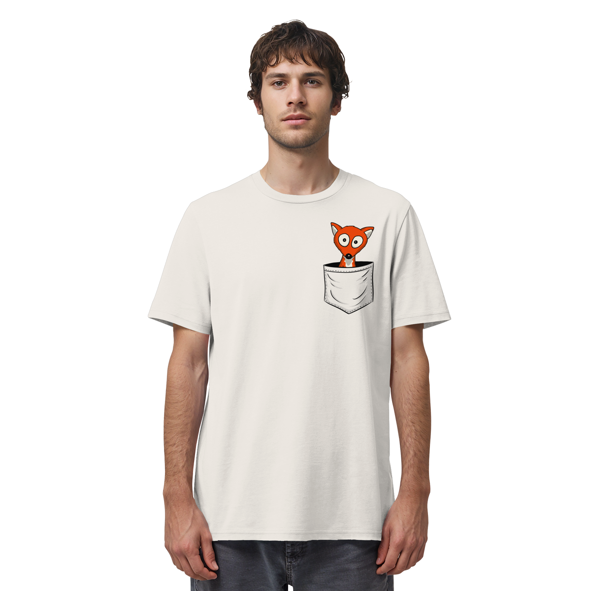 Fuchs in der Brusttasche | Taschen-Fuchs - Organic Shirt