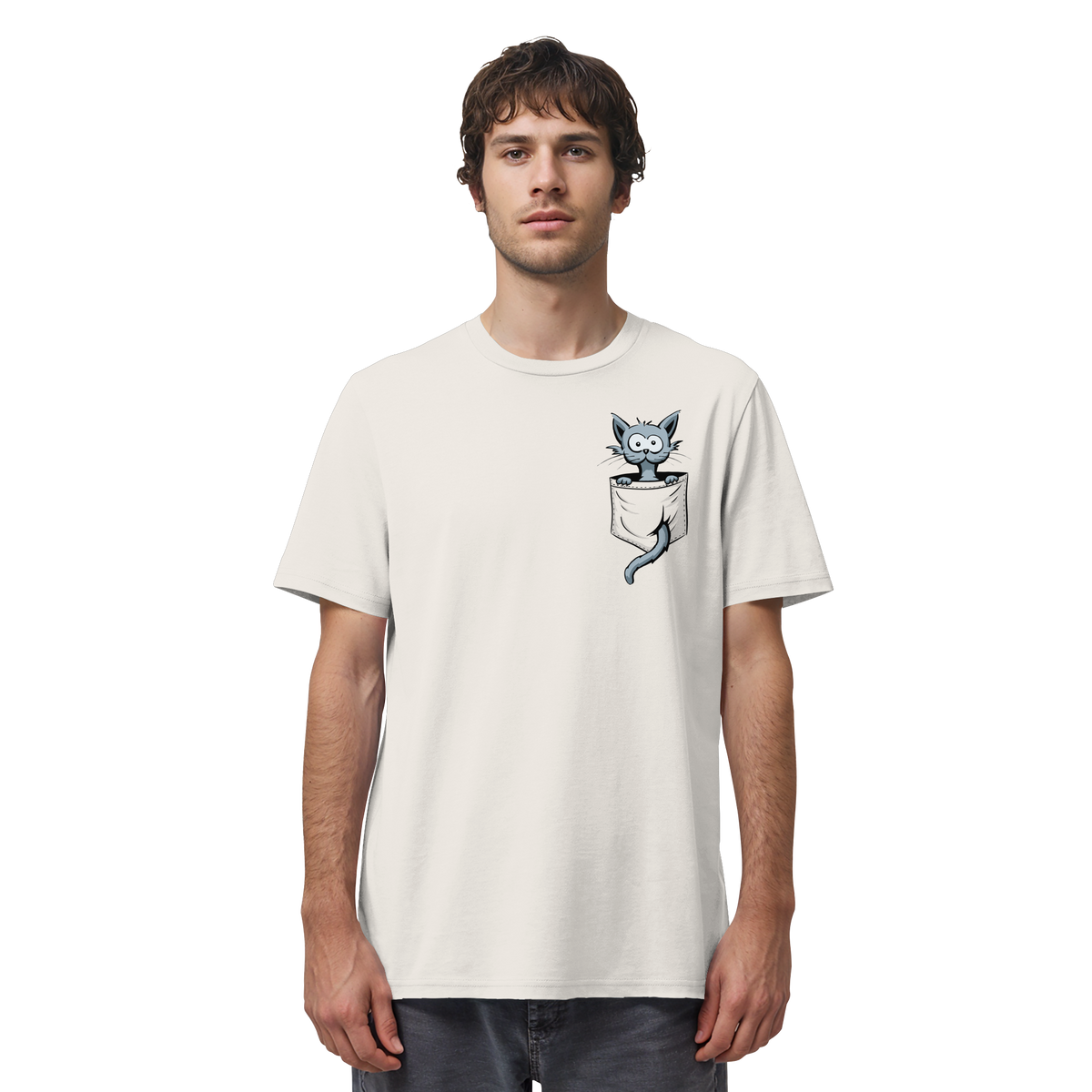 Verrückte Katze in Deiner Brust-Tasche - Organic Shirt