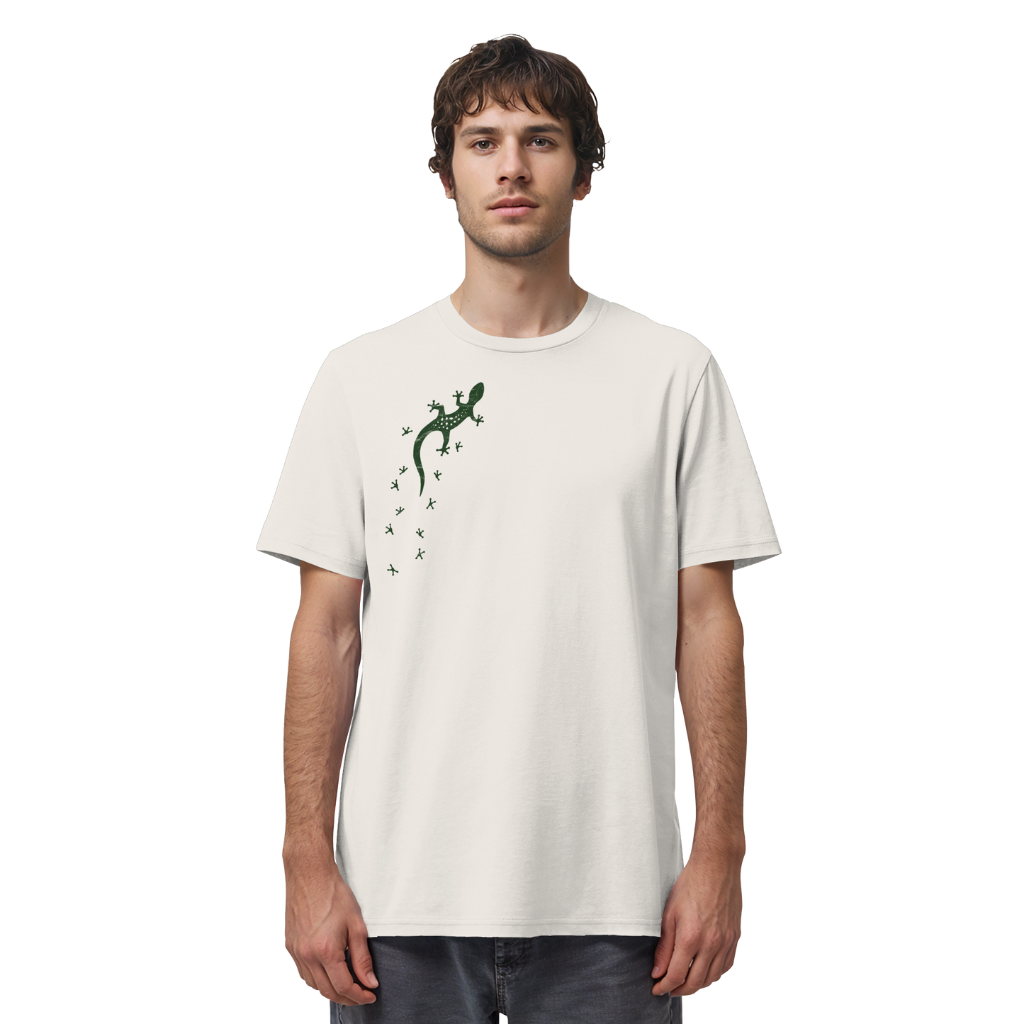 Gecko Eidechse Silhouette dunkel - Organic Shirt