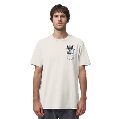 "Fuck Off" Mittelfinger Katze in der Tasche - Organic Shirt