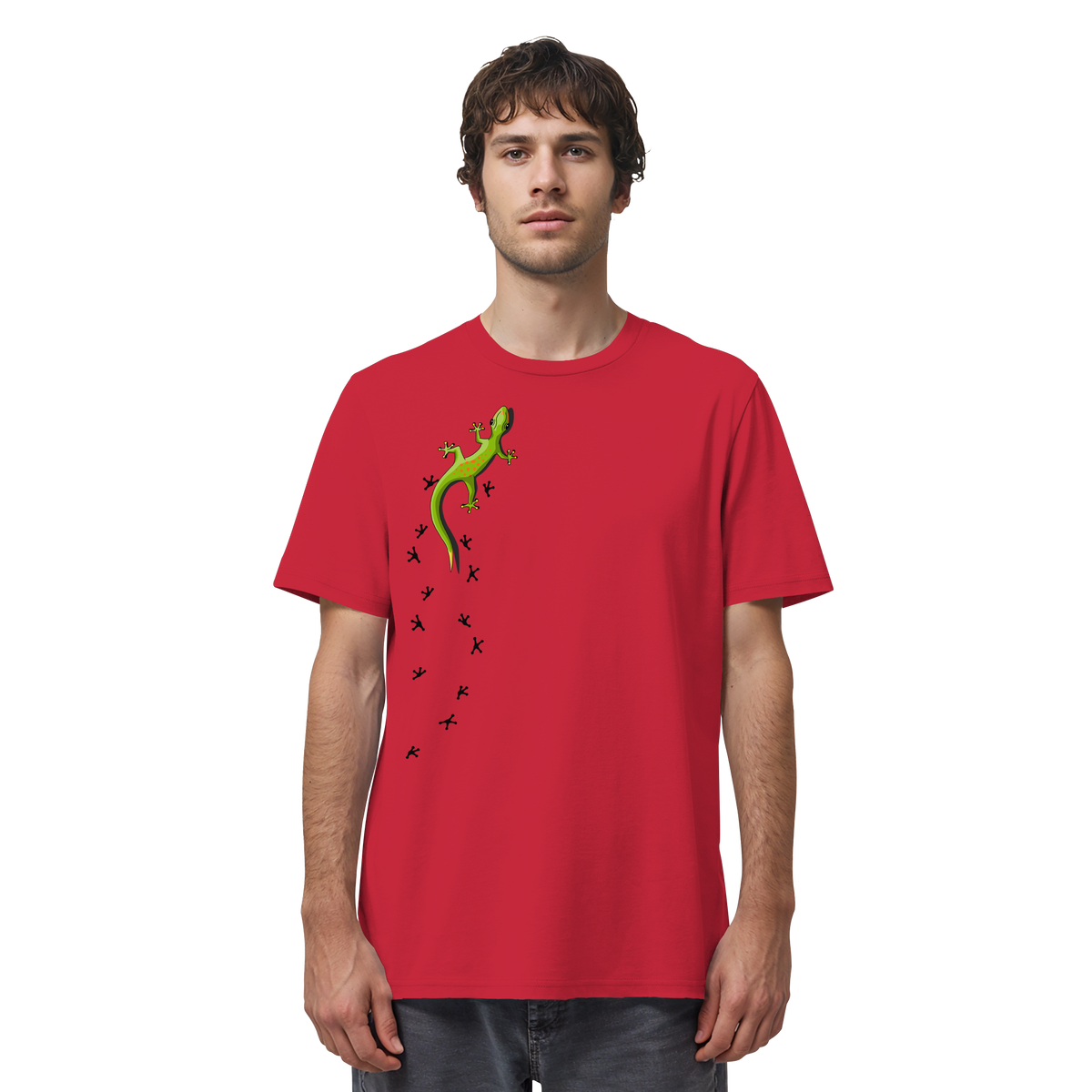 Kletternder Gecko mit Spuren - Organic Shirt