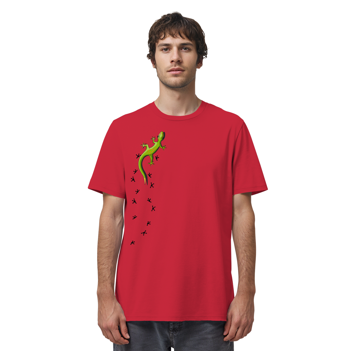 Kletternder Gecko mit Spuren - Organic Shirt
