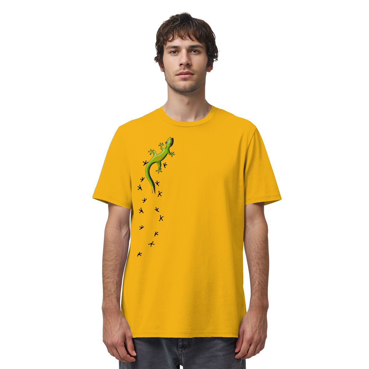 Kletternder Gecko mit Spuren - Organic Shirt