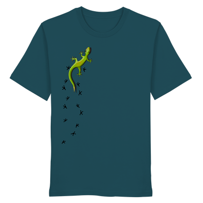 Kletternder Gecko mit Spuren - Organic Shirt