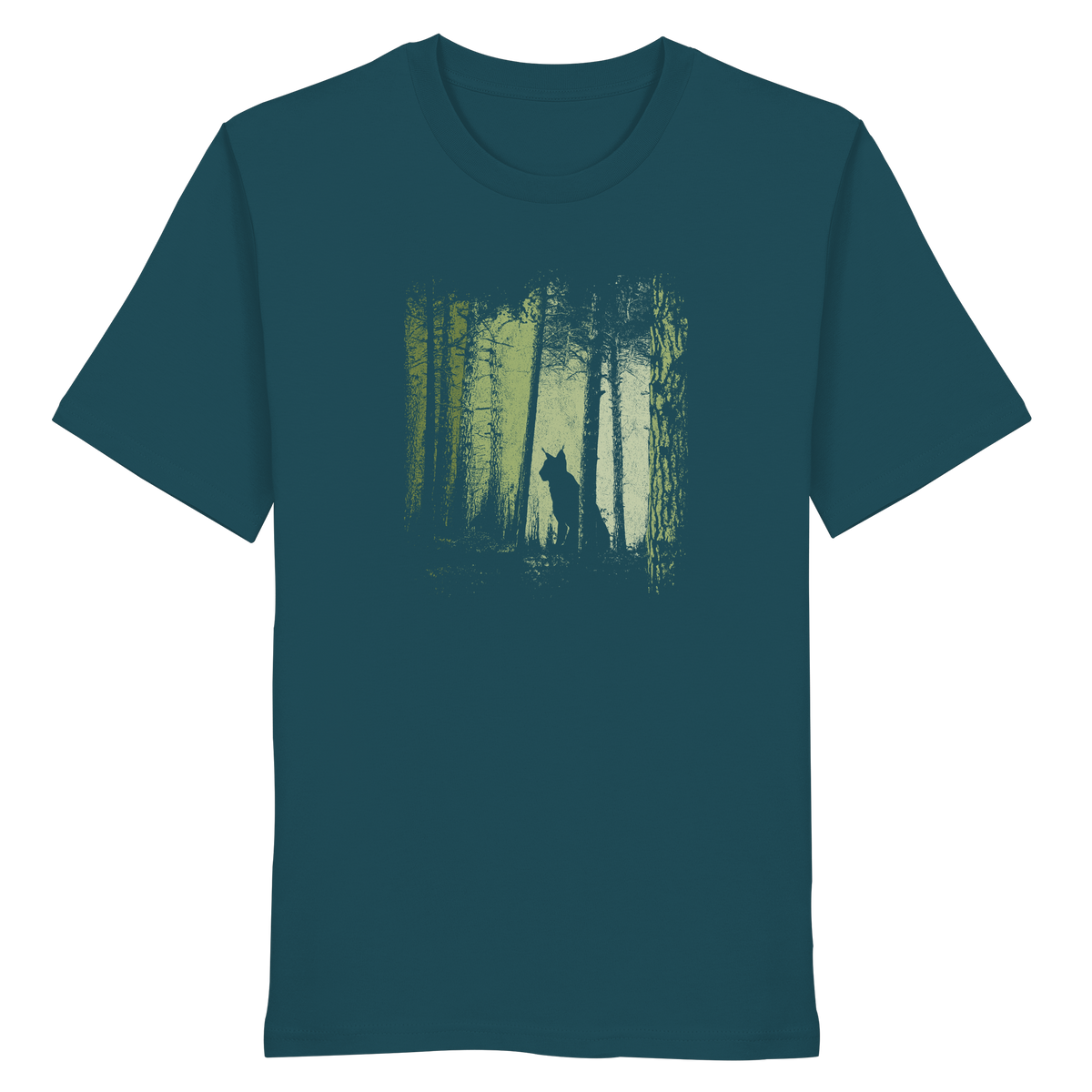 Luchs Wildkatze im Zwielicht Wald - Organic Shirt