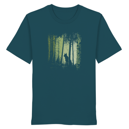 Luchs Wildkatze im Zwielicht Wald - Organic Shirt