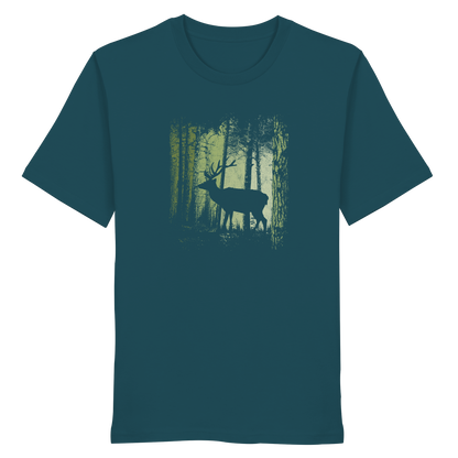 Hirsch im Zwielicht Wald - Organic Shirt