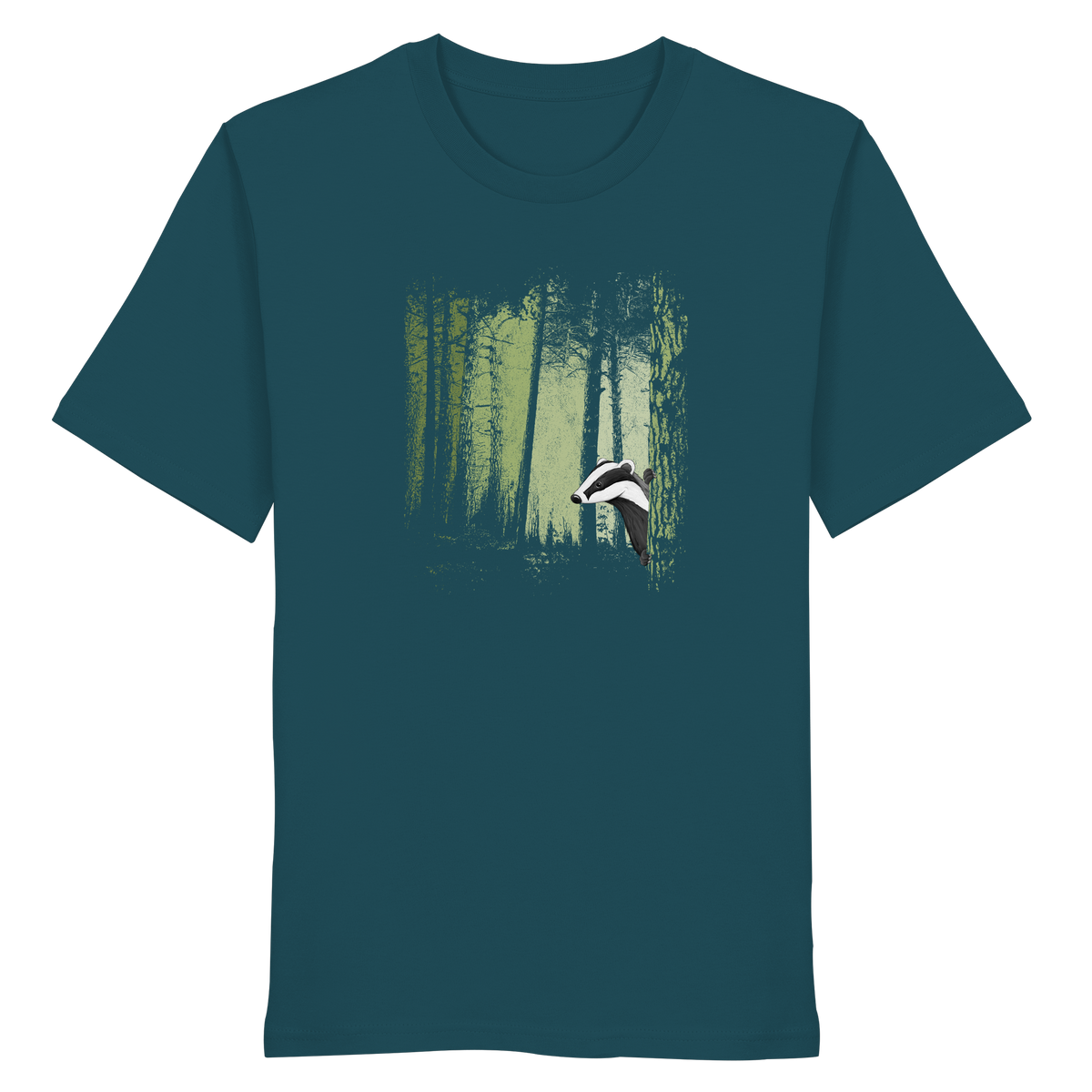 frecher Dachs im Zwielicht Wald - Organic Shirt