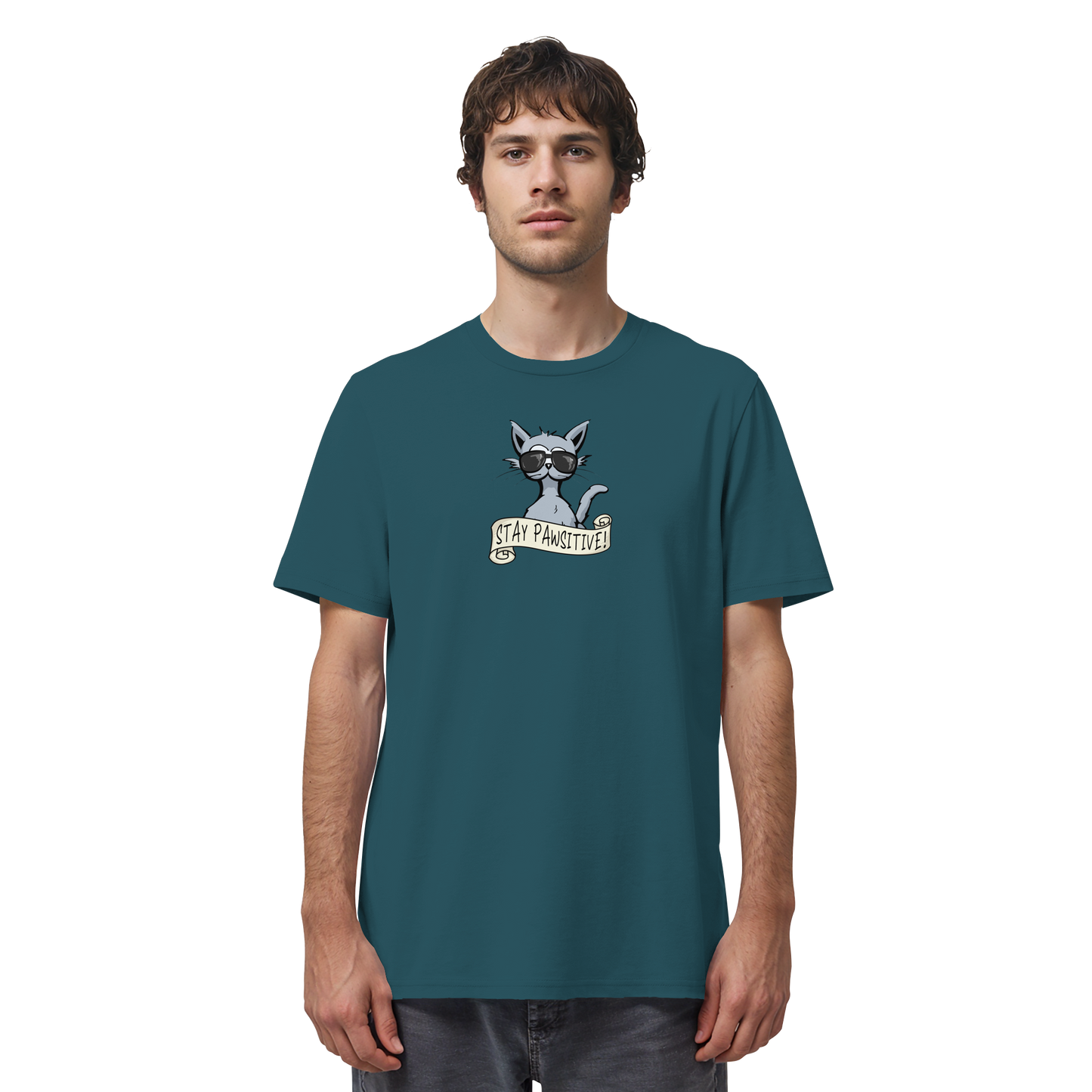 Stay Pawsitive Bleib lässig Hipster Katze - Organic Shirt