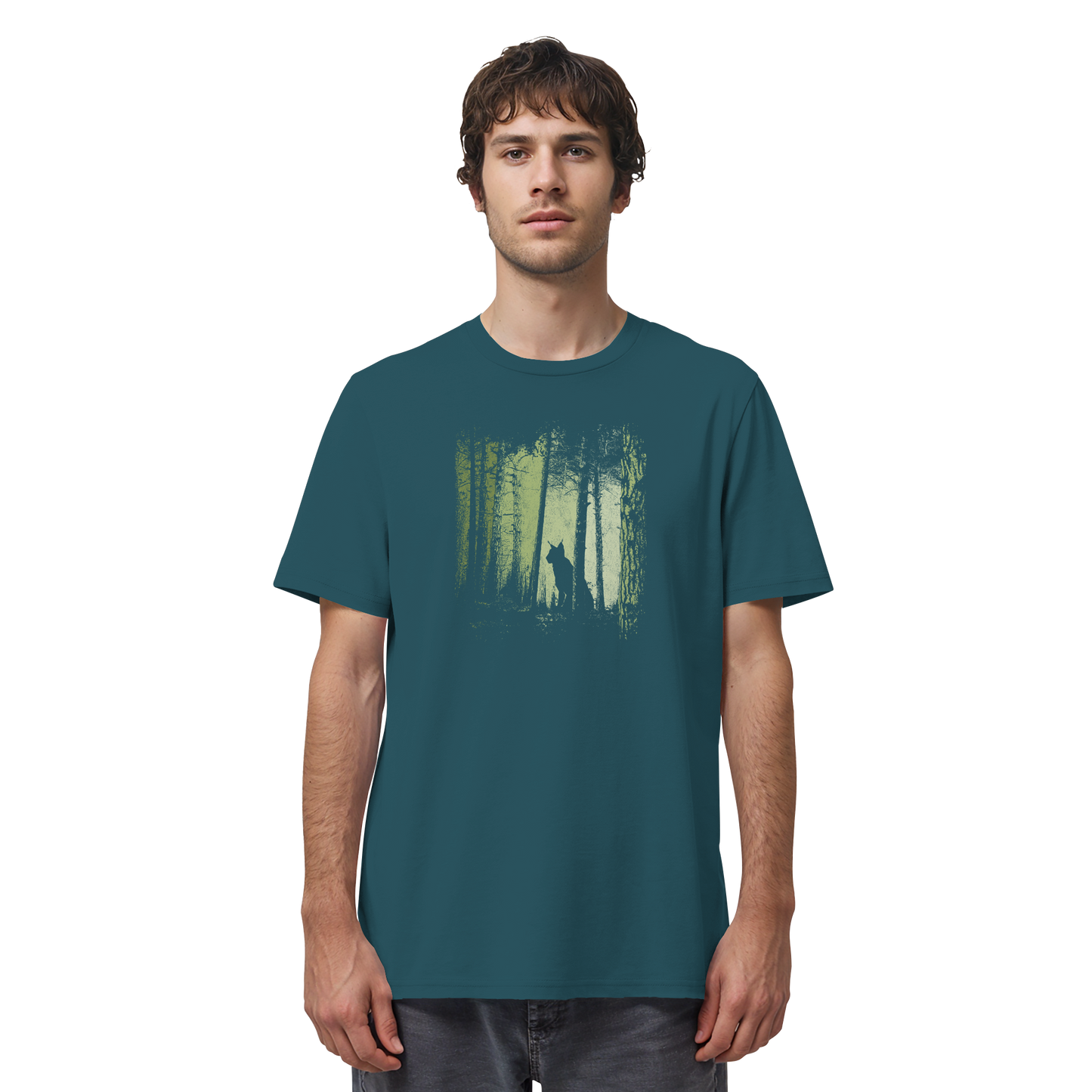 Luchs Wildkatze im Zwielicht Wald - Organic Shirt