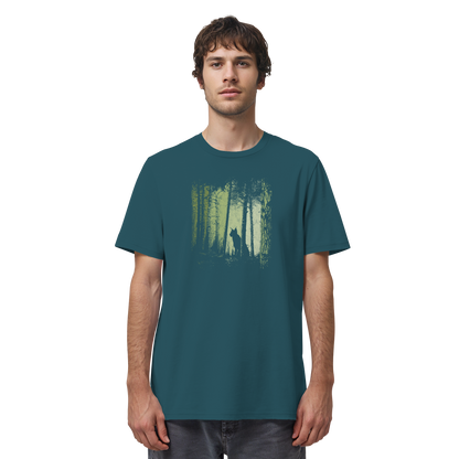 Luchs Wildkatze im Zwielicht Wald - Organic Shirt