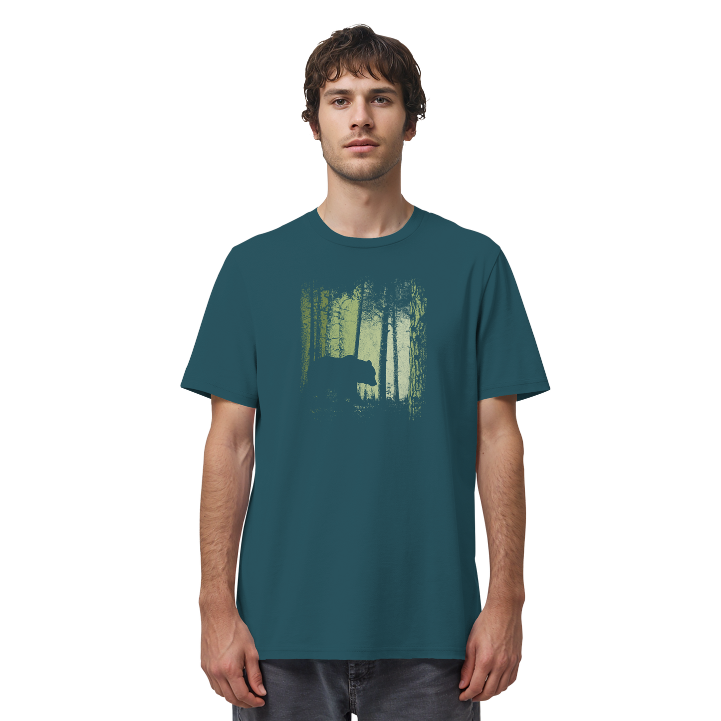 Braunbär im Zwielicht Wald - Organic Shirt