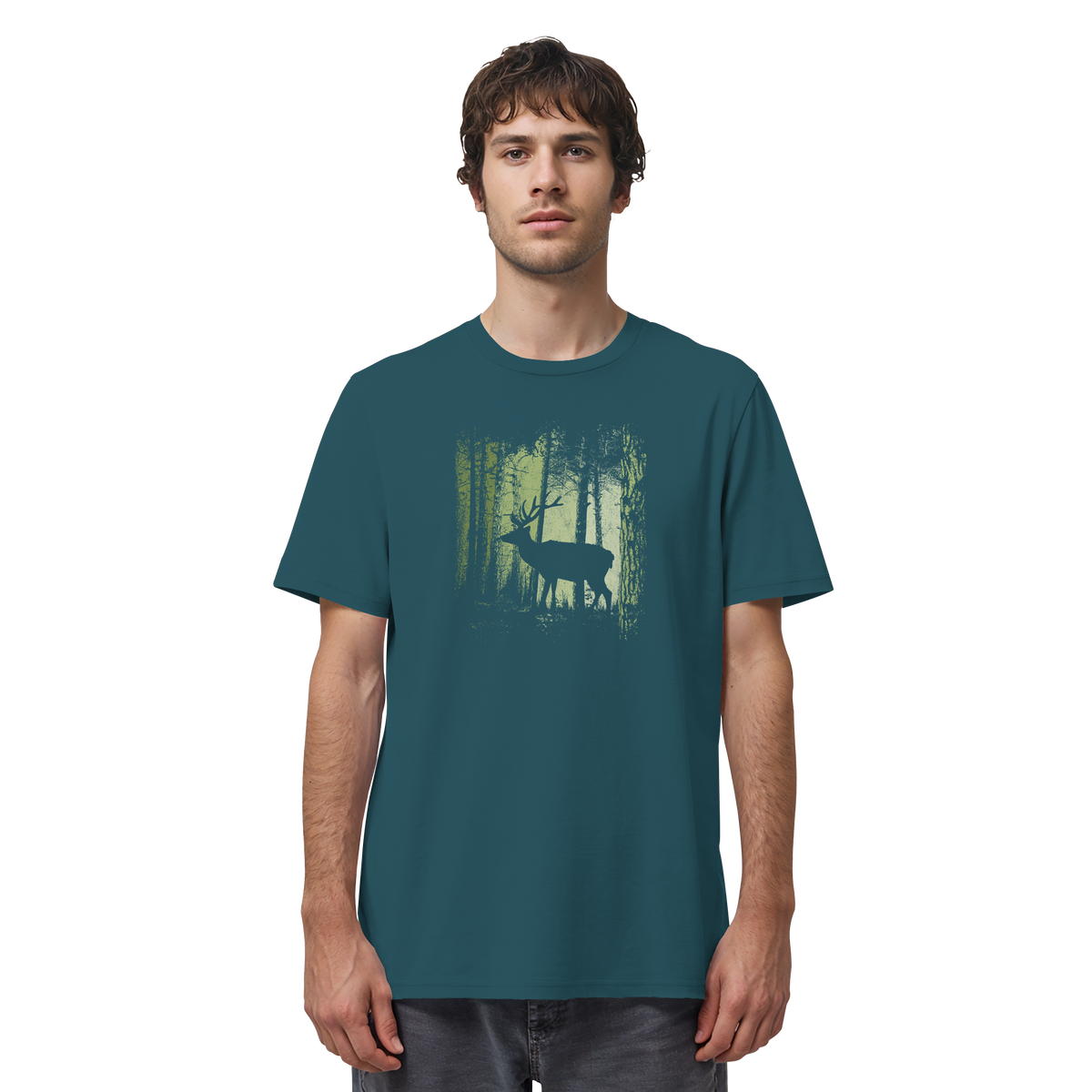 Hirsch im Zwielicht Wald - Organic Shirt