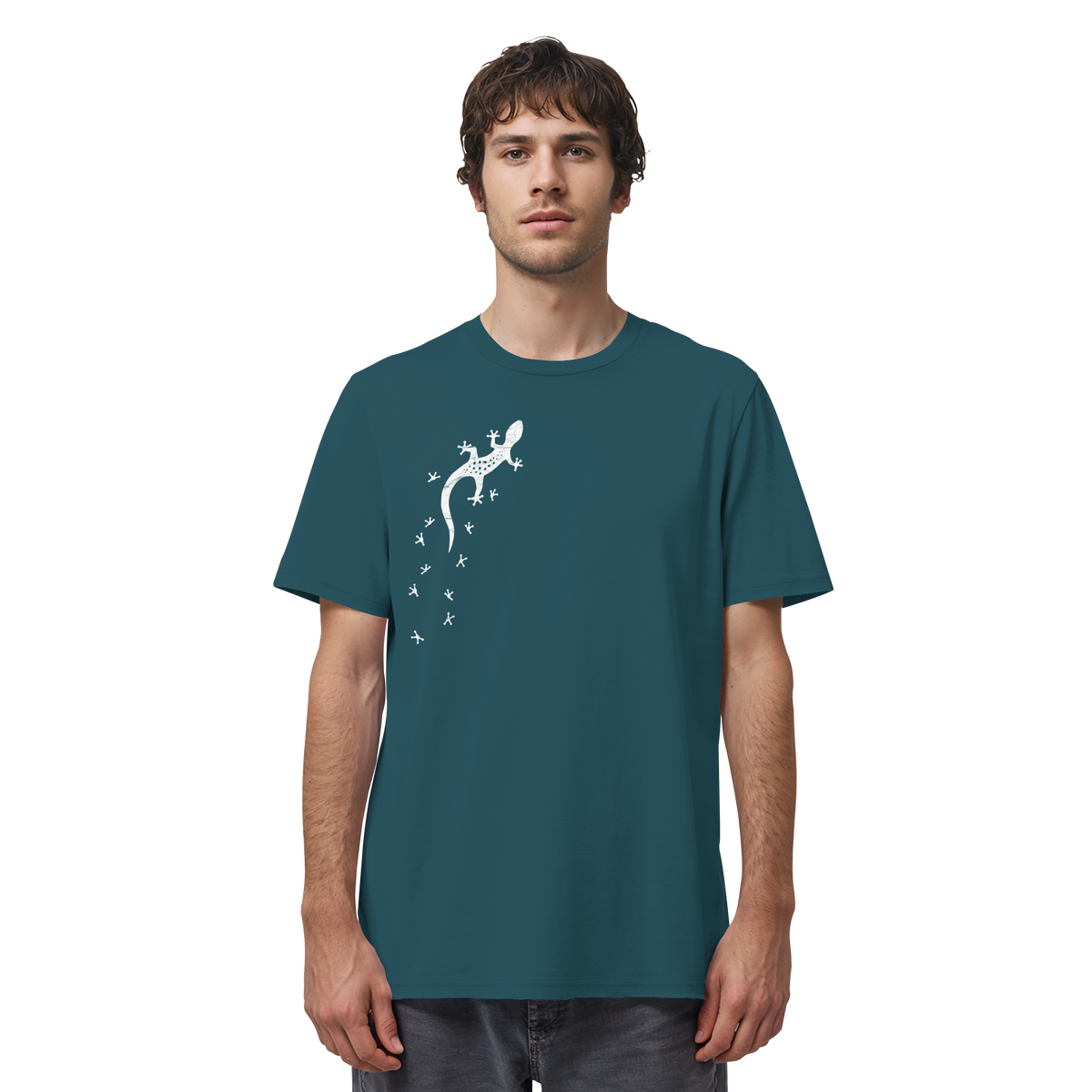 Gecko Eidechse Silhouette hell - Organic Shirt