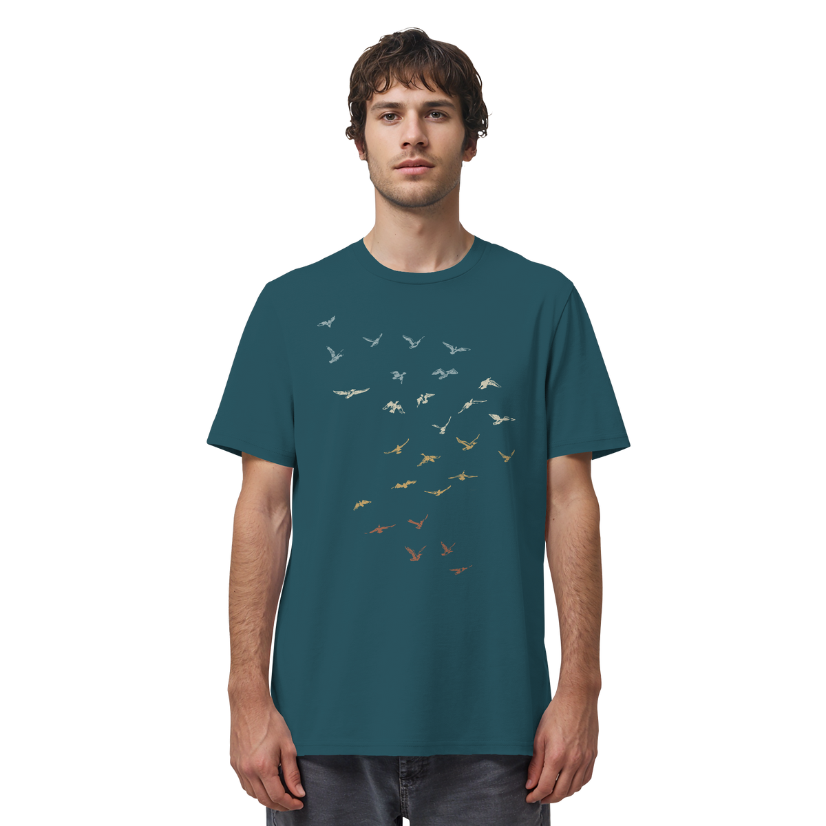 Retro Vogel Schwarm - Organic Shirt