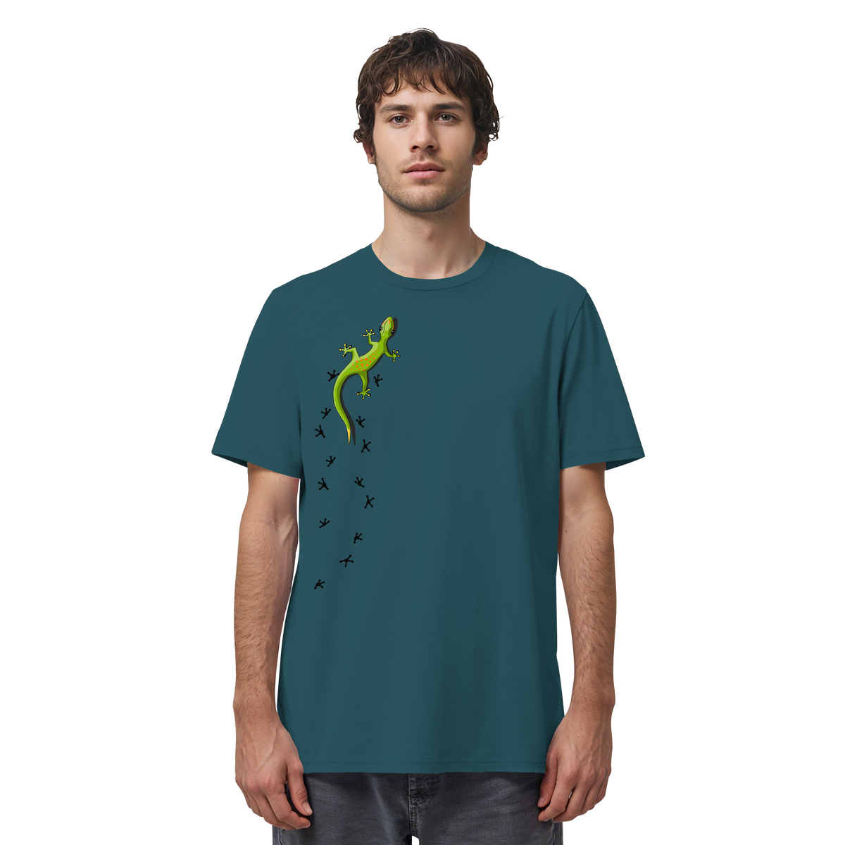 Kletternder Gecko mit Spuren - Organic Shirt
