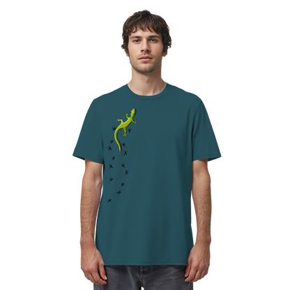 Kletternder Gecko mit Spuren - Organic Shirt
