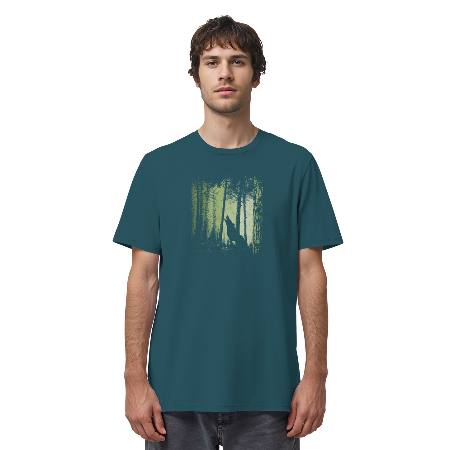 Einsamer Wolf im Zwielicht Wald  - Organic Shirt