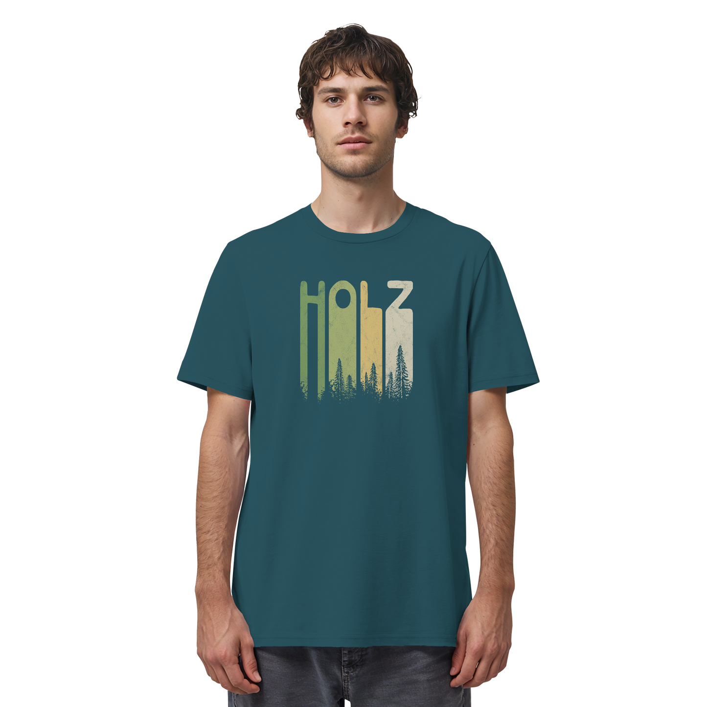 Holz Retro Wald Schriftzug - Organic Shirt