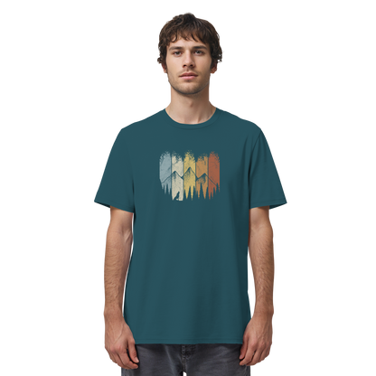 Retro Wald, Berge und Wolf  - Organic Shirt