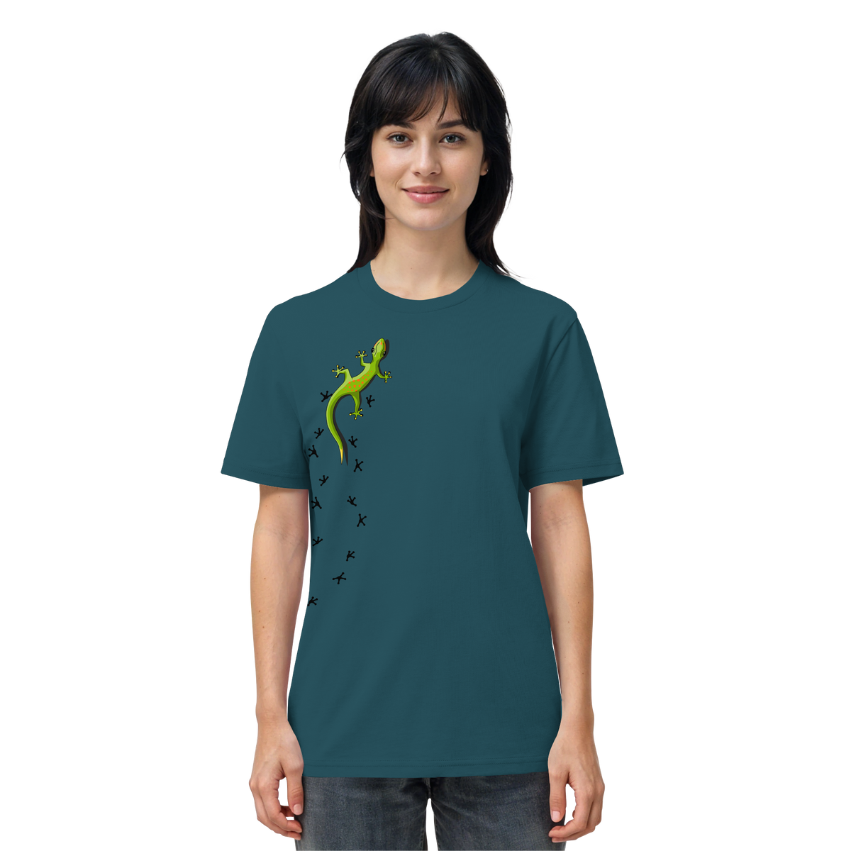 Kletternder Gecko mit Spuren - Organic Shirt