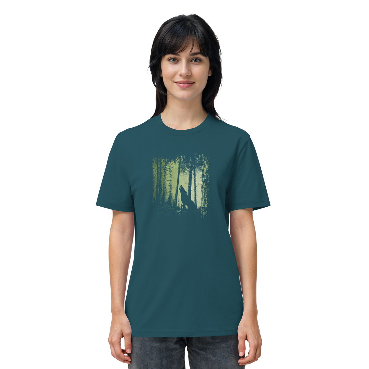 Einsamer Wolf im Zwielicht Wald  - Organic Shirt