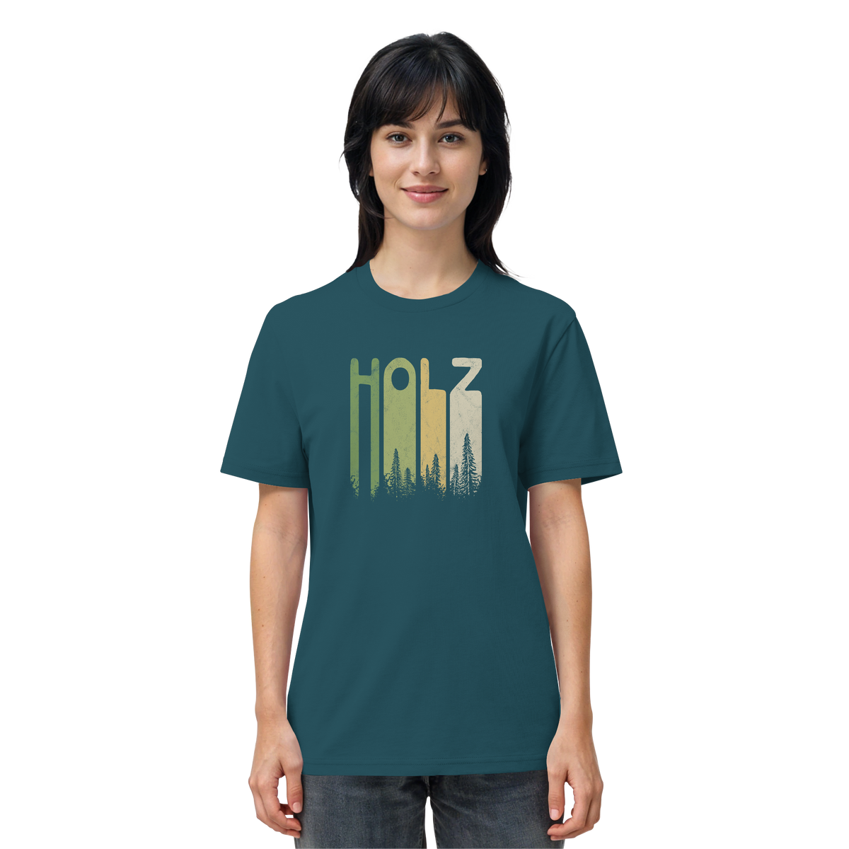 Holz Retro Wald Schriftzug - Organic Shirt