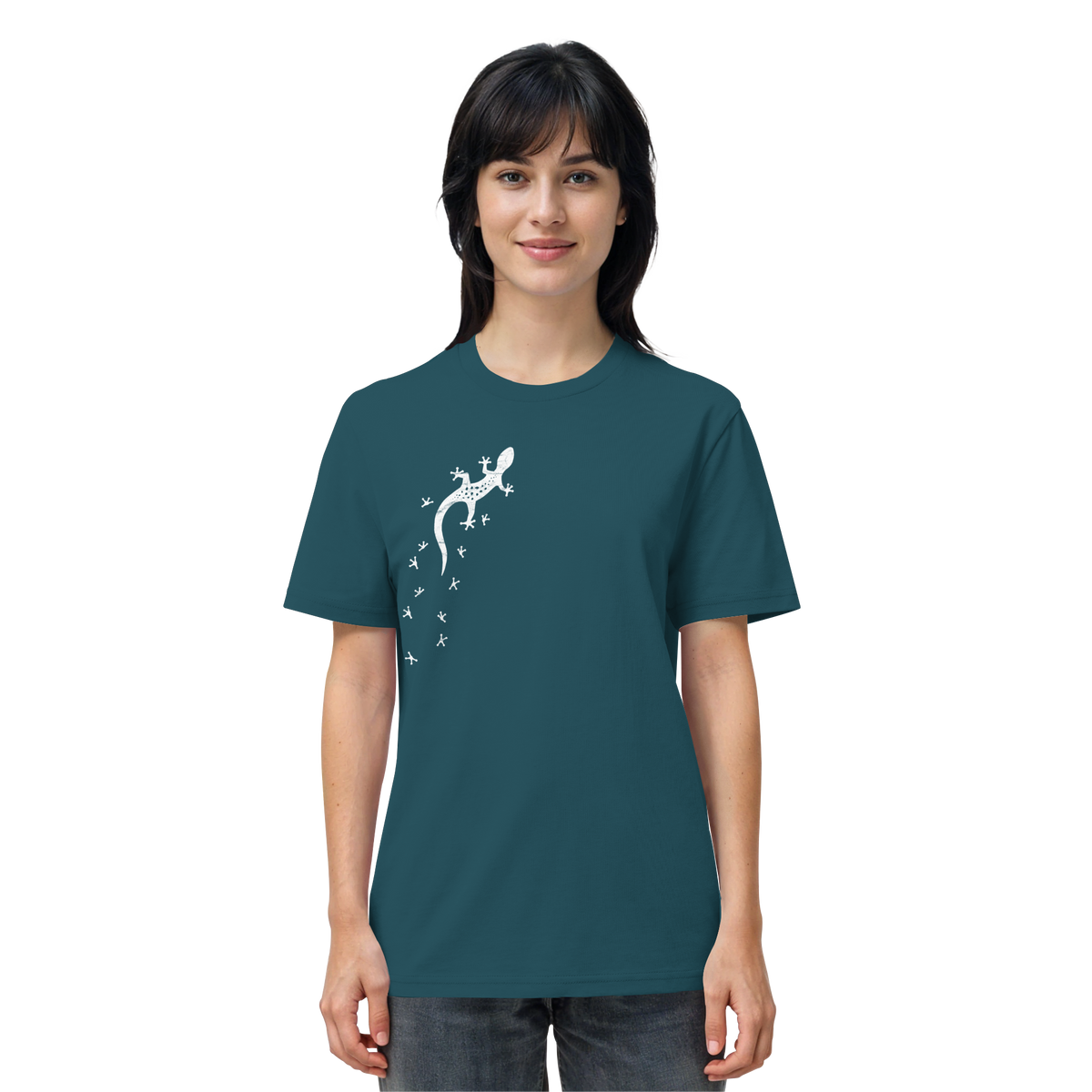 Gecko Eidechse Silhouette hell - Organic Shirt