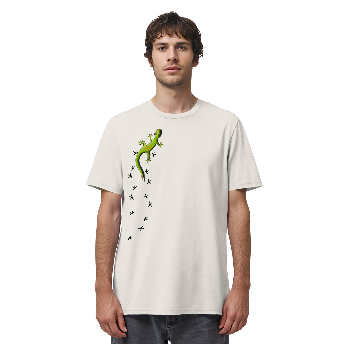 Kletternder Gecko mit Spuren - Organic Shirt