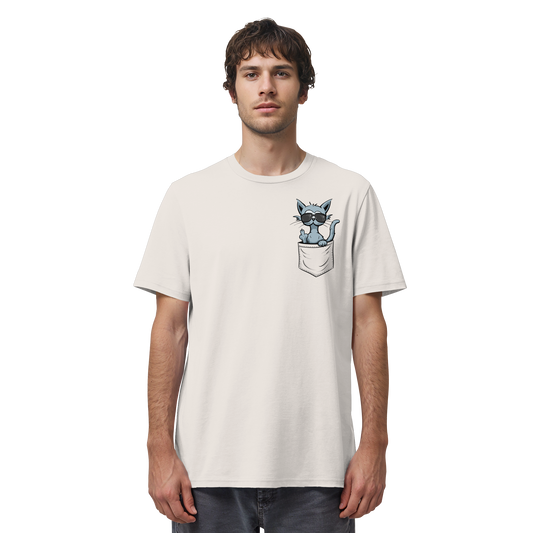 "Fuck Off" Mittelfinger Katze in der Tasche - Organic Shirt