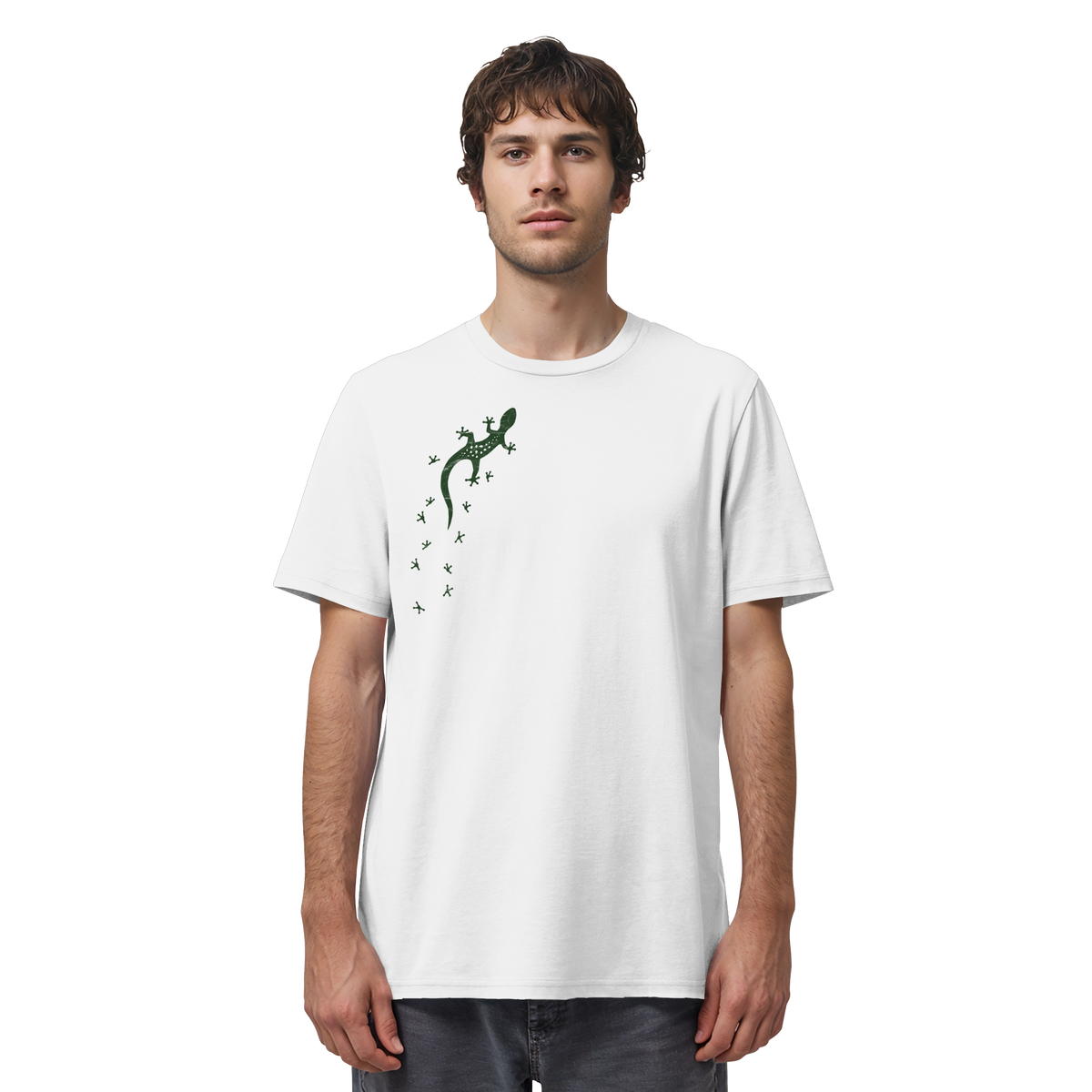 Gecko Eidechse Silhouette dunkel - Organic Shirt