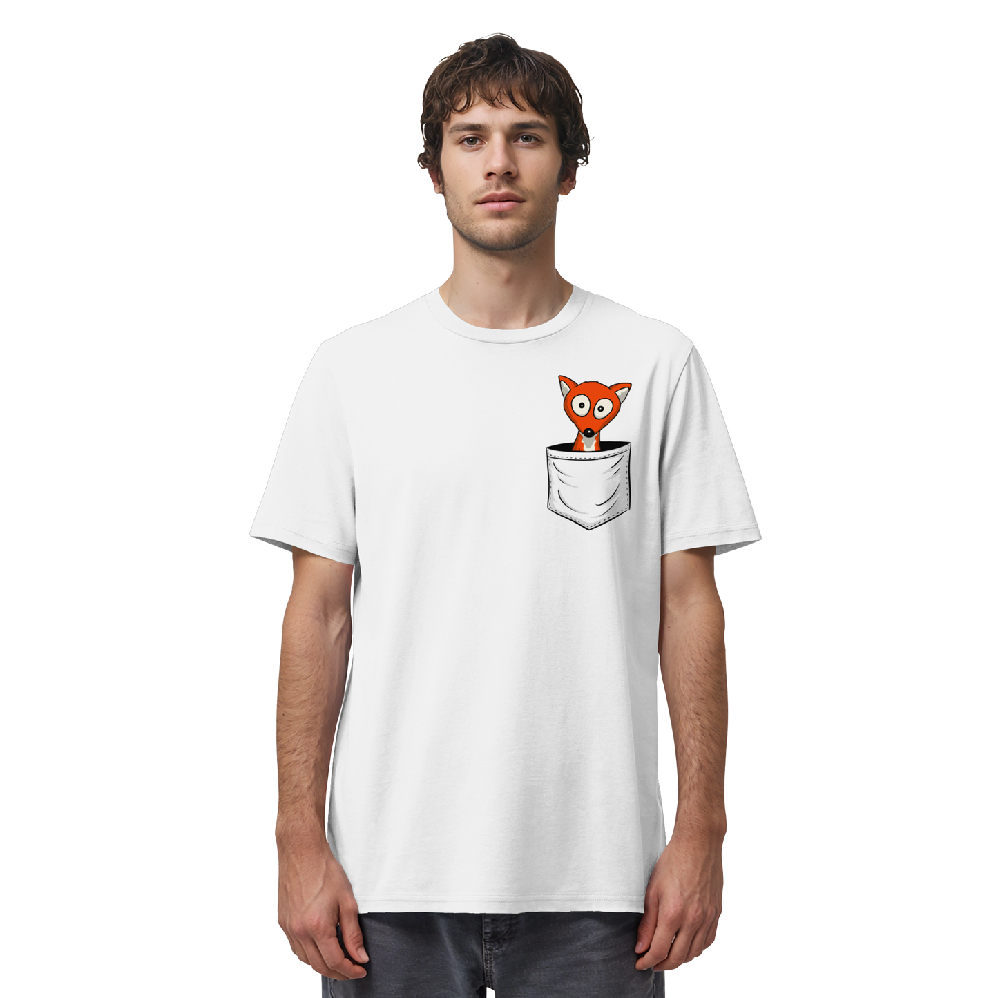 Fuchs in der Brusttasche | Taschen-Fuchs - Organic Shirt
