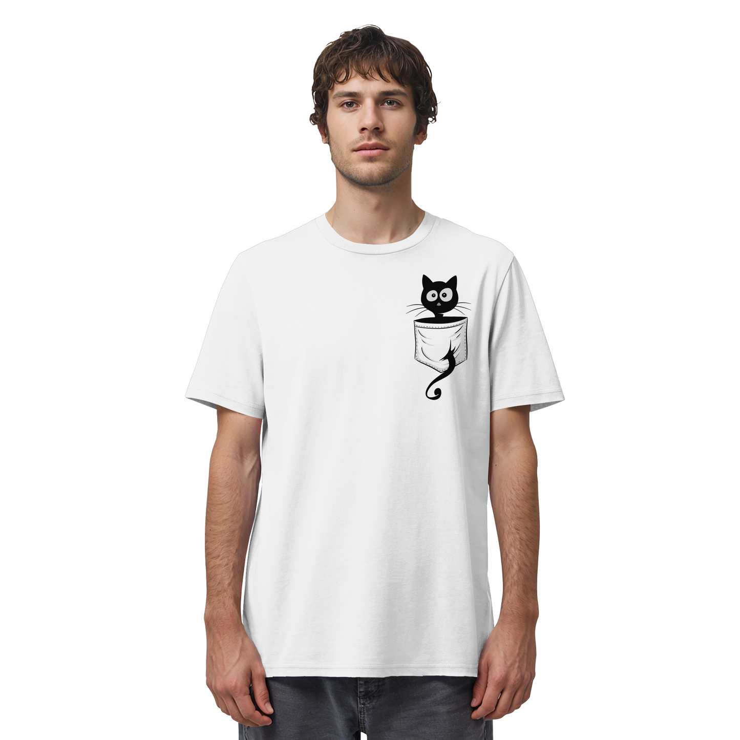 Schwarze Katze in der Tasche - Organic Shirt