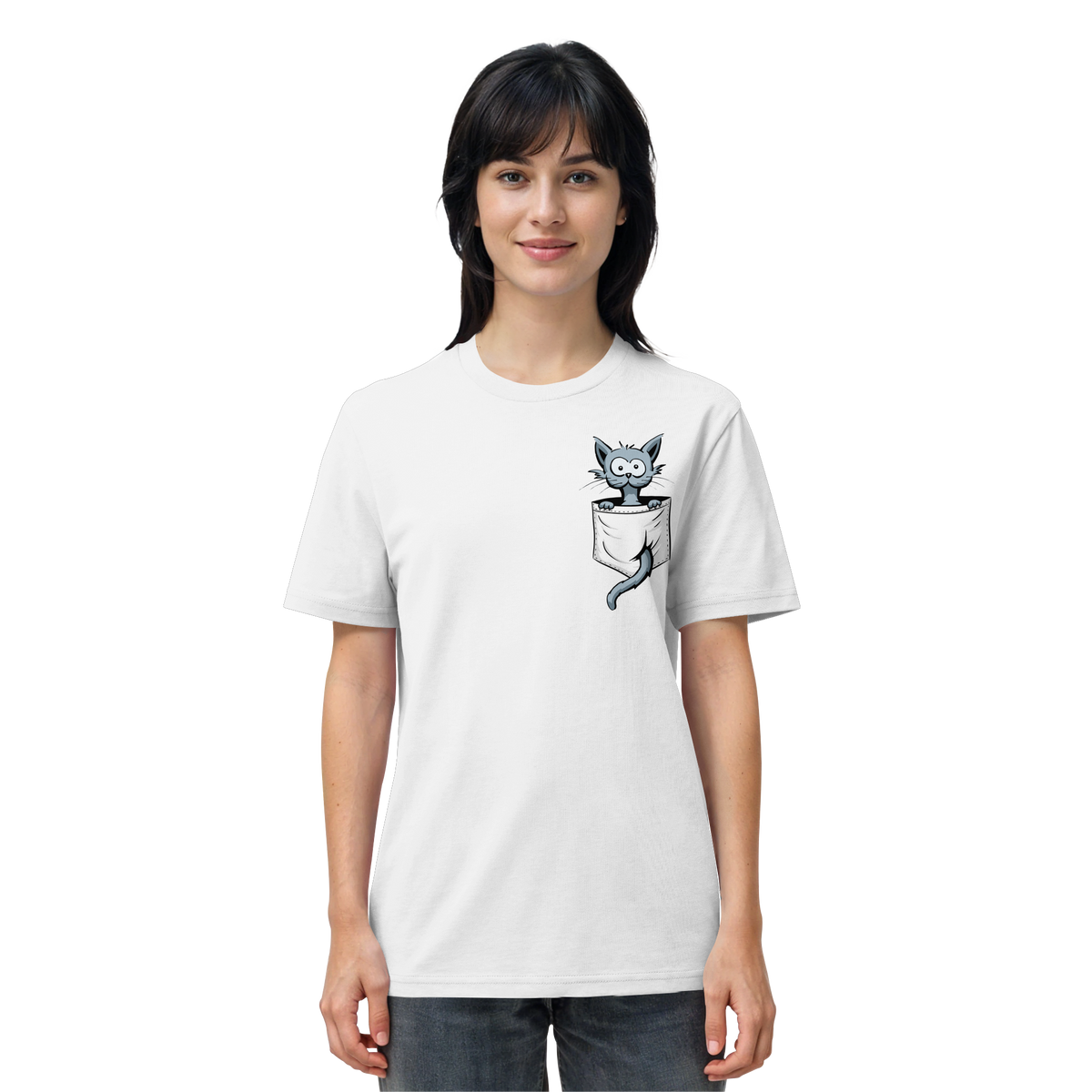 Verrückte Katze in Deiner Brust-Tasche - Organic Shirt