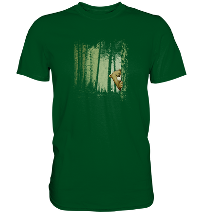 Comic Bär versteckt im Zwielicht Wald - Premium Shirt