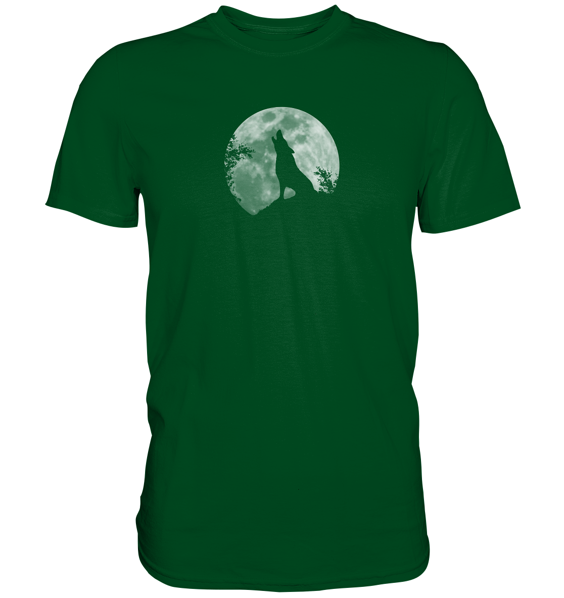 Heulender Wolf Silhouette vor Vollmond - Premium Shirt