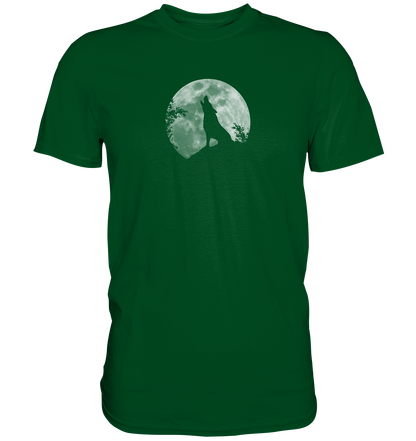 Heulender Wolf Silhouette vor Vollmond - Premium Shirt