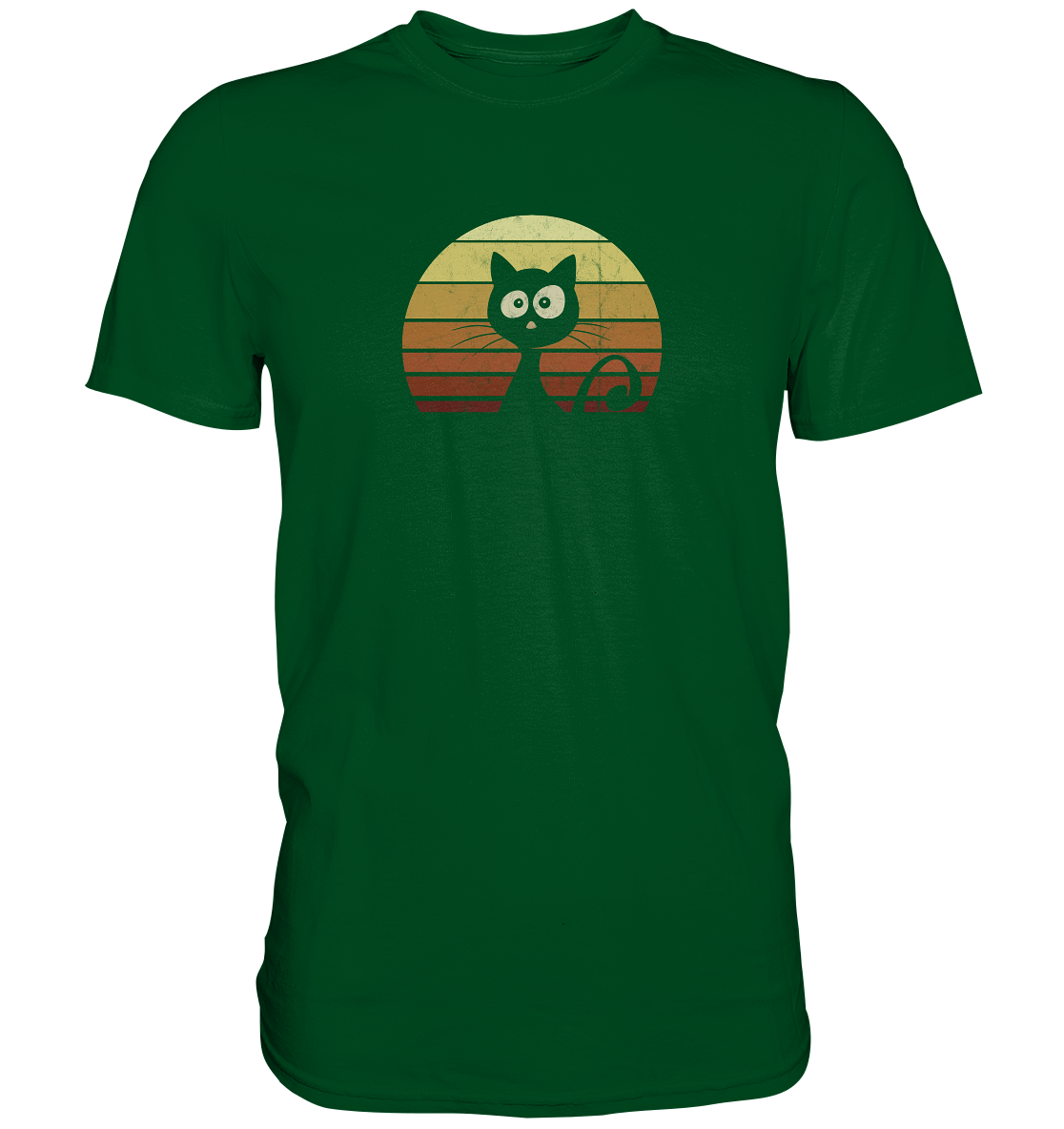 Katze vor Retro Sonnenuntergang - Premium Shirt
